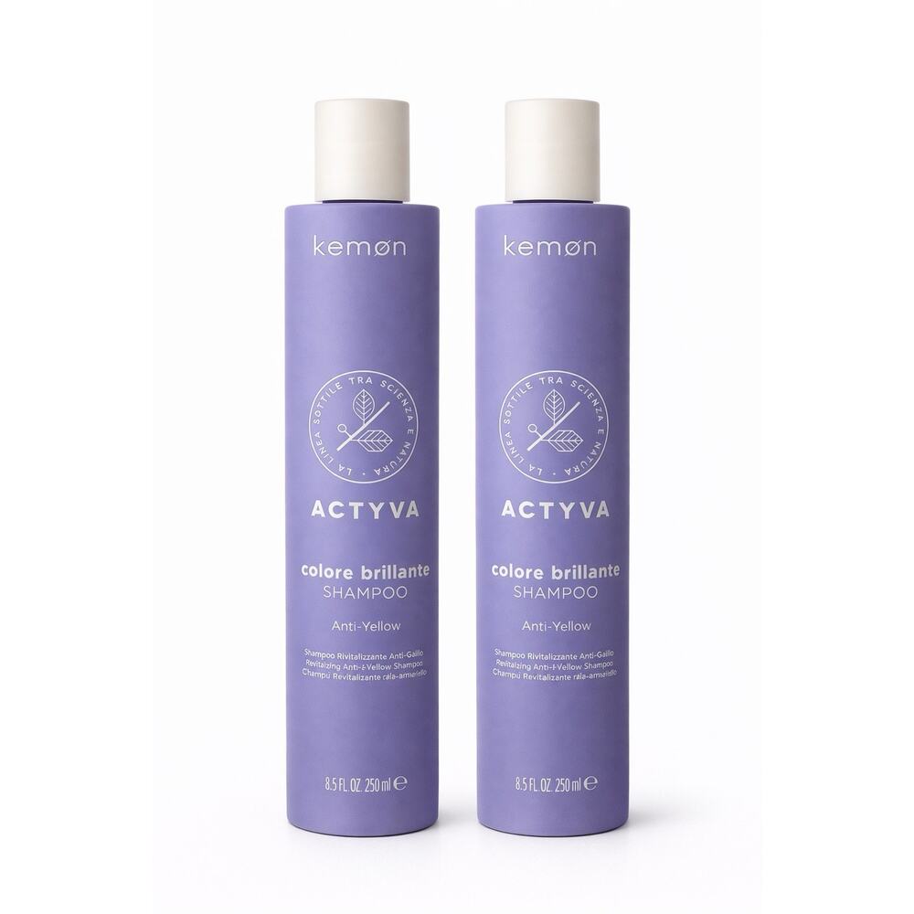 Kemon Actyva Colore Brillante Anti-Yellow Shampoo 8.5 Fl.oz Duo Unsealed